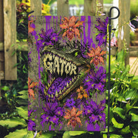 Florida Gator Wild Airboat Garden Flag Tropical Hibiscus Floral Graffiti Paint Splatter Art