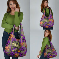 Florida Gator Wild Airboat Grocery Bag Tropical Hibiscus Floral Graffiti Paint Splatter Art