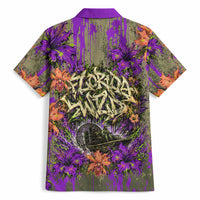 Florida Gator Wild Airboat Hawaiian Shirt Tropical Hibiscus Floral Graffiti Paint Splatter Art