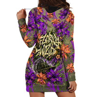 Florida Gator Wild Airboat Hoodie Dress Tropical Hibiscus Floral Graffiti Paint Splatter Art