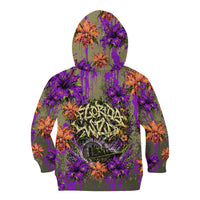Florida Gator Wild Airboat Kid Hoodie Tropical Hibiscus Floral Graffiti Paint Splatter Art