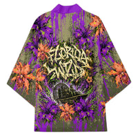 Florida Gator Wild Airboat Kimono Tropical Hibiscus Floral Graffiti Paint Splatter Art