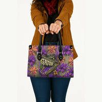 Florida Gator Wild Airboat Leather Bag Tropical Hibiscus Floral Graffiti Paint Splatter Art