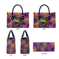 Florida Gator Wild Airboat Leather Bag Tropical Hibiscus Floral Graffiti Paint Splatter Art