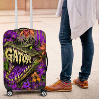 Florida Gator Wild Airboat Luggage Cover Tropical Hibiscus Floral Graffiti Paint Splatter Art