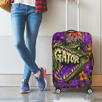 Florida Gator Wild Airboat Luggage Cover Tropical Hibiscus Floral Graffiti Paint Splatter Art