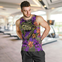 Florida Gator Wild Airboat Men Tank Top Tropical Hibiscus Floral Graffiti Paint Splatter Art