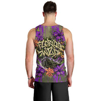 Florida Gator Wild Airboat Men Tank Top Tropical Hibiscus Floral Graffiti Paint Splatter Art