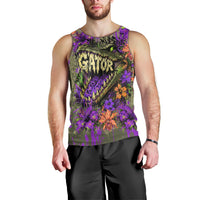 Florida Gator Wild Airboat Men Tank Top Tropical Hibiscus Floral Graffiti Paint Splatter Art