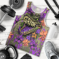 Florida Gator Wild Airboat Men Tank Top Tropical Hibiscus Floral Graffiti Paint Splatter Art