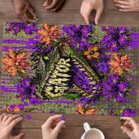 Florida Gator Wild Airboat Puzzle Tropical Hibiscus Floral Graffiti Paint Splatter Art