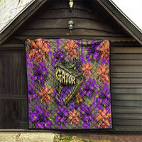 Florida Gator Wild Airboat Quilt Tropical Hibiscus Floral Graffiti Paint Splatter Art