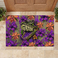 Florida Gator Wild Airboat Rubber Doormat Tropical Hibiscus Floral Graffiti Paint Splatter Art