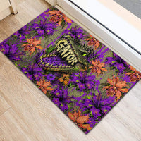 Florida Gator Wild Airboat Rubber Doormat Tropical Hibiscus Floral Graffiti Paint Splatter Art