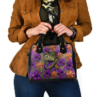 Florida Gator Wild Airboat Shoulder Handbag Tropical Hibiscus Floral Graffiti Paint Splatter Art