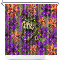 Florida Gator Wild Airboat Shower Curtain Tropical Hibiscus Floral Graffiti Paint Splatter Art