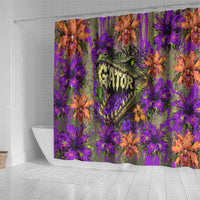 Florida Gator Wild Airboat Shower Curtain Tropical Hibiscus Floral Graffiti Paint Splatter Art