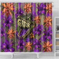 Florida Gator Wild Airboat Shower Curtain Tropical Hibiscus Floral Graffiti Paint Splatter Art