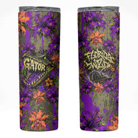 Florida Gator Wild Airboat Skinny Tumbler Tropical Hibiscus Floral Graffiti Paint Splatter Art