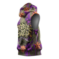 Florida Gator Wild Airboat Sleeveless Hoodie Tropical Hibiscus Floral Graffiti Paint Splatter Art