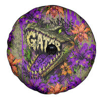 Florida Gator Wild Airboat Spare Tire Cover Tropical Hibiscus Floral Graffiti Paint Splatter Art