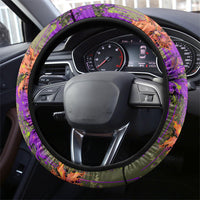 Florida Gator Wild Airboat Steering Wheel Cover Tropical Hibiscus Floral Graffiti Paint Splatter Art