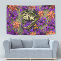 Florida Gator Wild Airboat Tapestry Tropical Hibiscus Floral Graffiti Paint Splatter Art