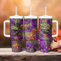 Florida Gator Wild Airboat Tumbler With Handle Tropical Hibiscus Floral Graffiti Paint Splatter Art