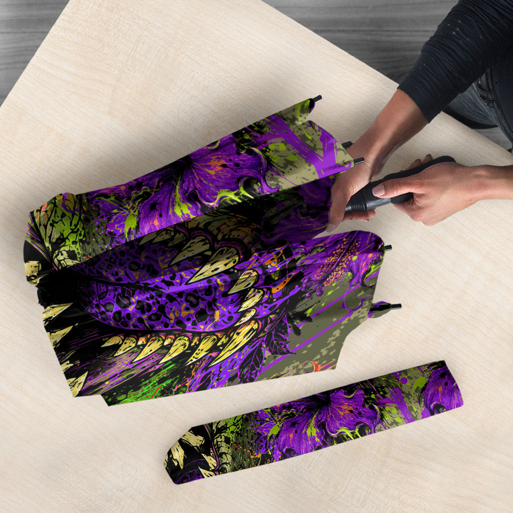 Florida Gator Wild Airboat Umbrella Tropical Hibiscus Floral Graffiti Paint Splatter Art