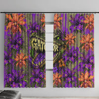 Florida Gator Wild Airboat Window Curtain Tropical Hibiscus Floral Graffiti Paint Splatter Art