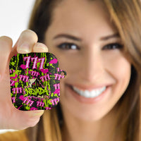 Nevada Battle Born The Silver State 777 AirPods Case Vibrant Lime Pink Splatter Punk Rock Bull Skull Art