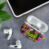 Nevada Battle Born The Silver State 777 AirPods Case Vibrant Lime Pink Splatter Punk Rock Bull Skull Art