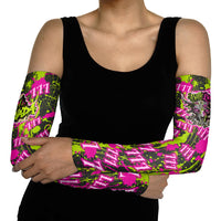 Nevada Battle Born The Silver State 777 Arm Sleeves Vibrant Lime Pink Splatter Punk Rock Bull Skull Art