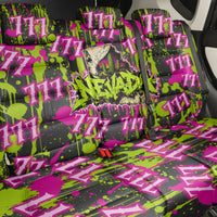 Nevada Battle Born The Silver State 777 Back Car Seat Cover Vibrant Lime Pink Splatter Punk Rock Bull Skull Art