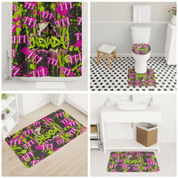 Nevada Battle Born The Silver State 777 Bathroom Set Vibrant Lime Pink Splatter Punk Rock Bull Skull Art