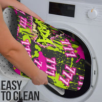 Nevada Battle Born The Silver State 777 Bathroom Set Vibrant Lime Pink Splatter Punk Rock Bull Skull Art