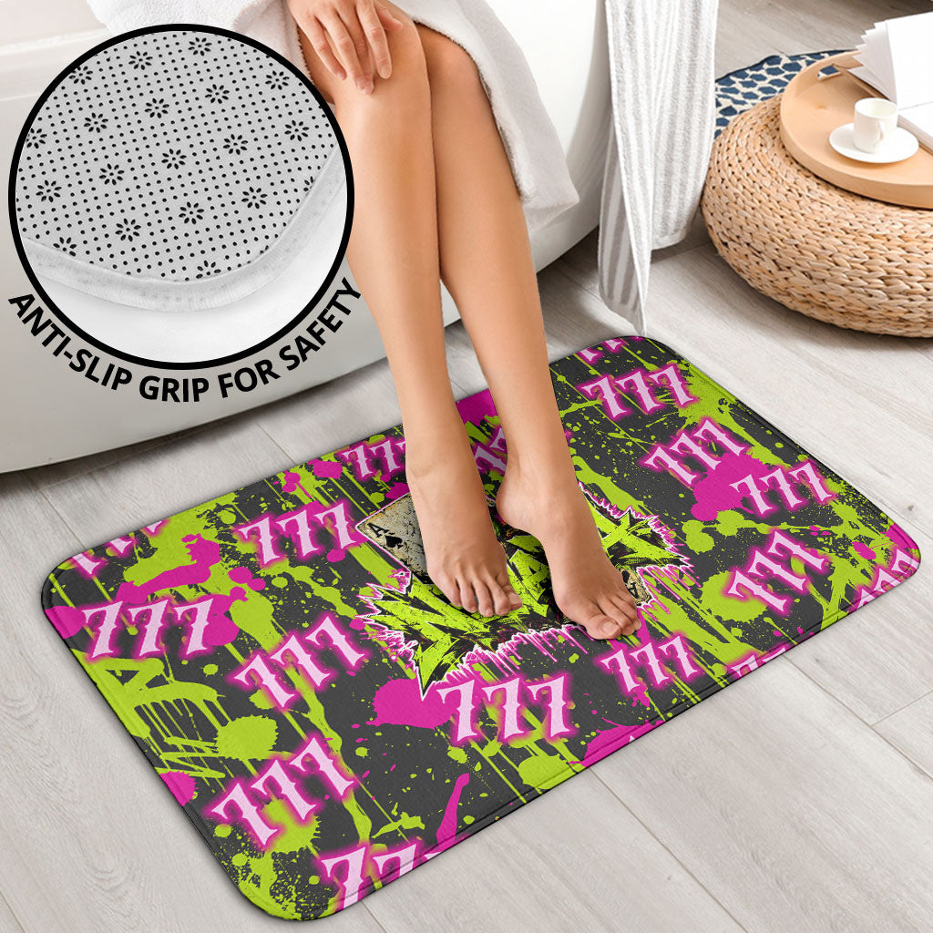 Nevada Battle Born The Silver State 777 Bathroom Set Vibrant Lime Pink Splatter Punk Rock Bull Skull Art