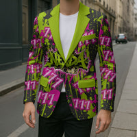 Nevada Battle Born The Silver State 777 Blazer Vibrant Lime Pink Splatter Punk Rock Bull Skull Art