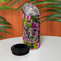 Nevada Battle Born The Silver State 777 4 in 1 Can Cooler Tumbler Vibrant Lime Pink Splatter Punk Rock Bull Skull Art