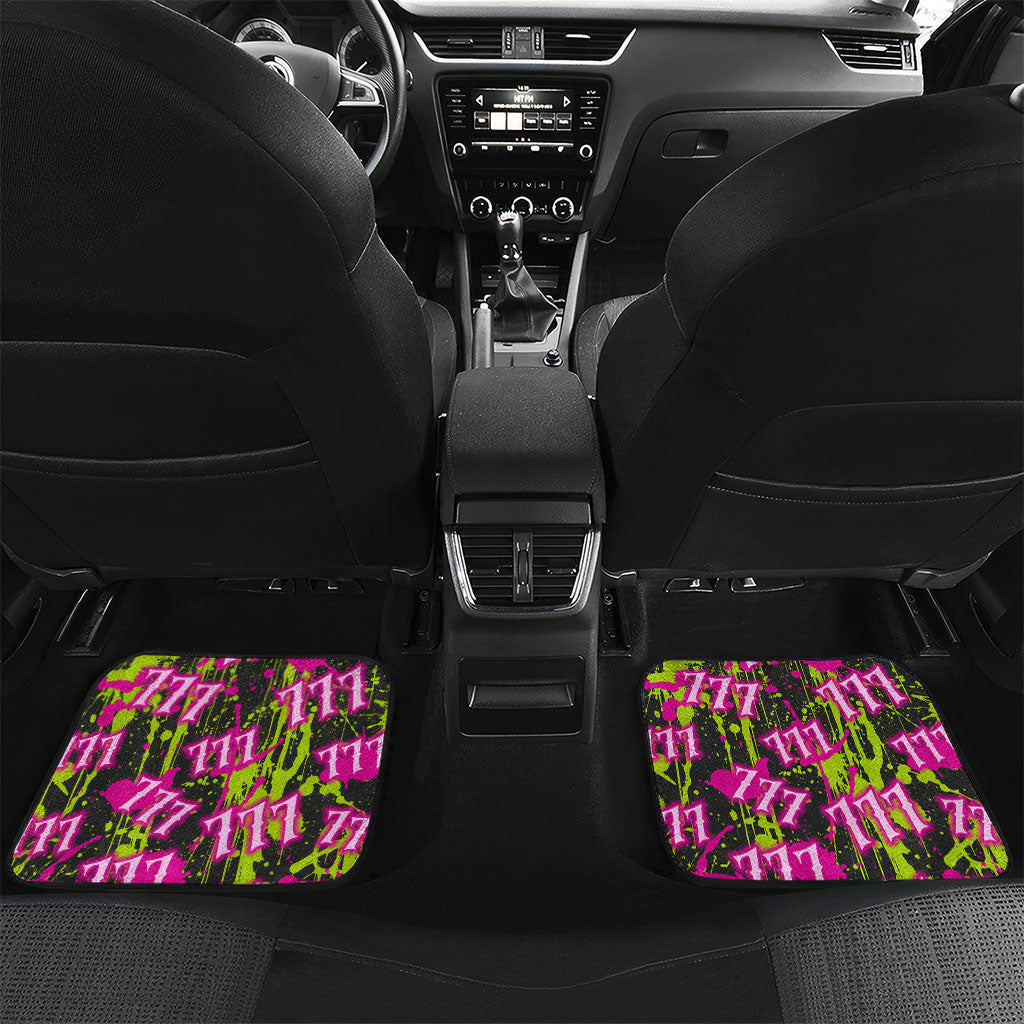 Nevada Battle Born The Silver State 777 Car Mats Vibrant Lime Pink Splatter Punk Rock Bull Skull Art