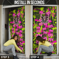 Nevada Battle Born The Silver State 777 Door Cover Vibrant Lime Pink Splatter Punk Rock Bull Skull Art
