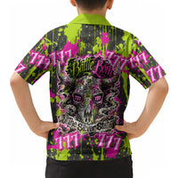 Nevada Battle Born The Silver State 777 Hawaiian Shirt Vibrant Lime Pink Splatter Punk Rock Bull Skull Art