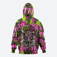 Nevada Battle Born The Silver State 777 Hoodie Vibrant Lime Pink Splatter Punk Rock Bull Skull Art