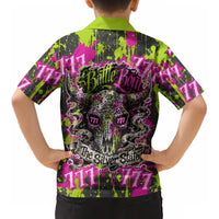 Nevada Battle Born The Silver State 777 Kid Hawaiian Shirt Vibrant Lime Pink Splatter Punk Rock Bull Skull Art