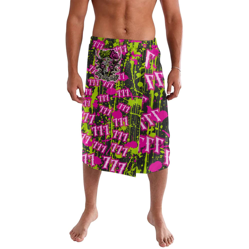 Nevada Battle Born The Silver State 777 Lavalava Vibrant Lime Pink Splatter Punk Rock Bull Skull Art