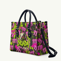 Nevada Battle Born The Silver State 777 Leather Bag Vibrant Lime Pink Splatter Punk Rock Bull Skull Art