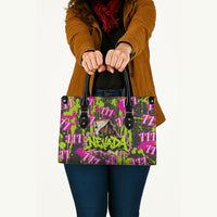 Nevada Battle Born The Silver State 777 Leather Bag Vibrant Lime Pink Splatter Punk Rock Bull Skull Art