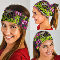 Nevada Battle Born The Silver State 777 Neck Gaiter Vibrant Lime Pink Splatter Punk Rock Bull Skull Art