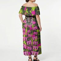 Nevada Battle Born The Silver State 777 Off Shoulder Maxi Dress Vibrant Lime Pink Splatter Punk Rock Bull Skull Art