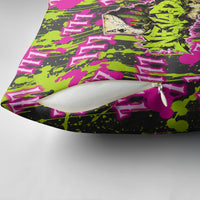 Nevada Battle Born The Silver State 777 Pillow Cover Vibrant Lime Pink Splatter Punk Rock Bull Skull Art